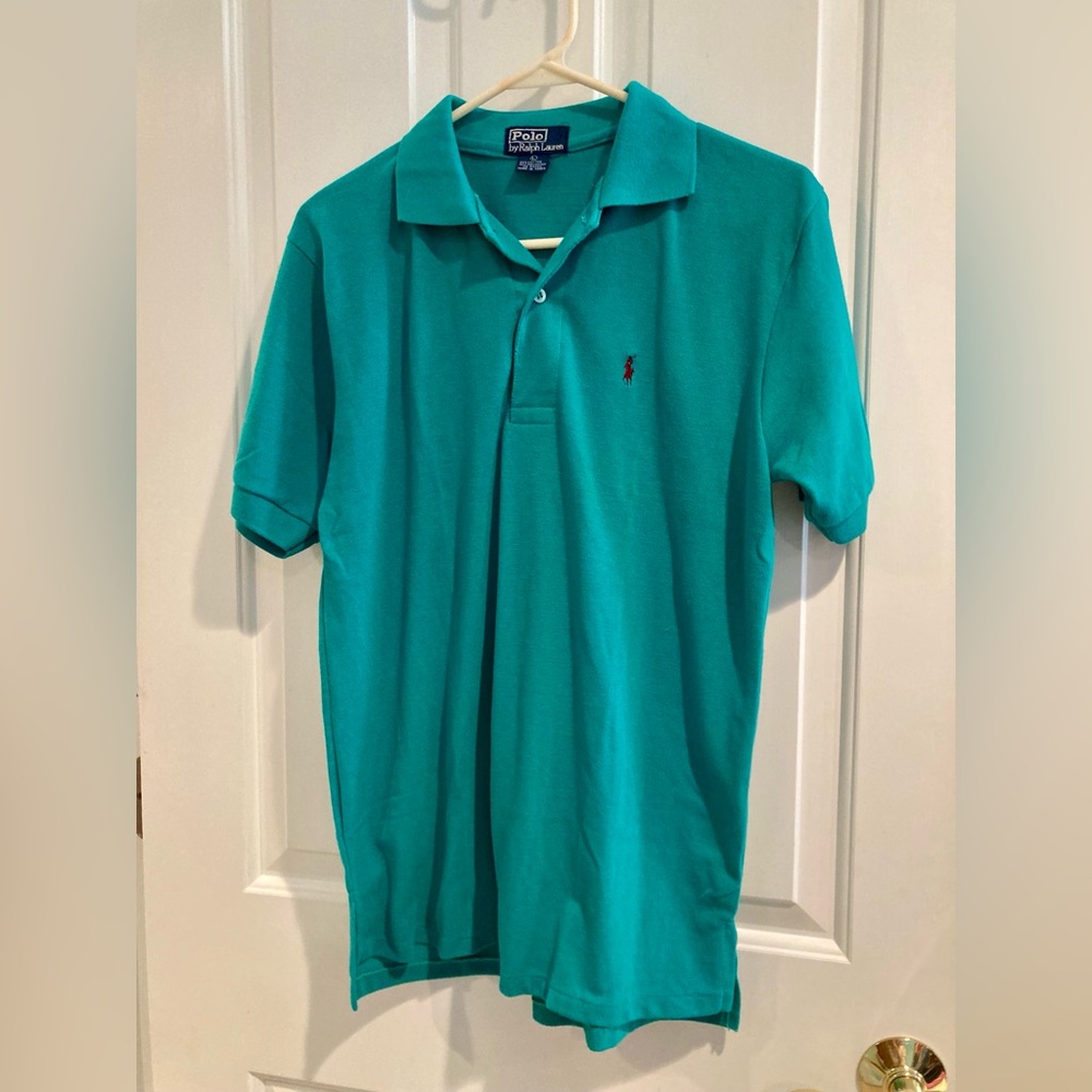 Vintage Polo Ralph Lauren Men’s Green Pique Shirt Embroidered Pony Logo Size L